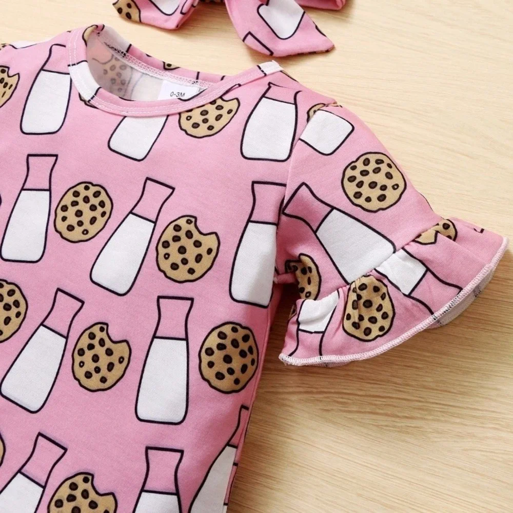 PatPat Girls Set One Piece Hair Tie New with Tags 3-6 Months Milk Cookies Pink